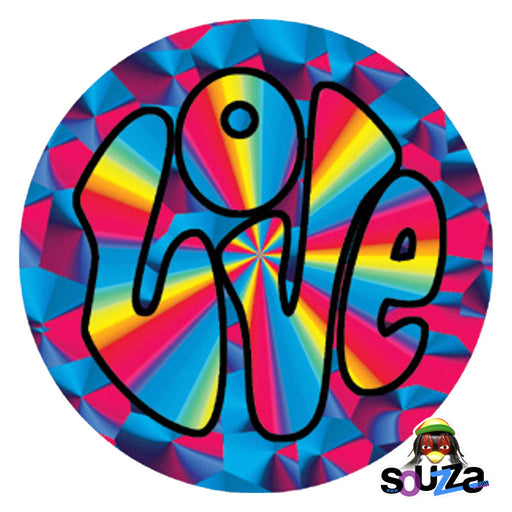 3" Round Psychedelic Multi-colored  Love Sticker