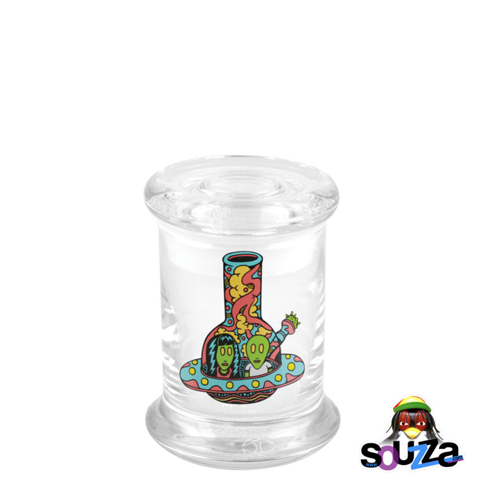 'Killer Acid Far Out' Glass Pop Top Storage Jar by 420 Science Size Extra Small