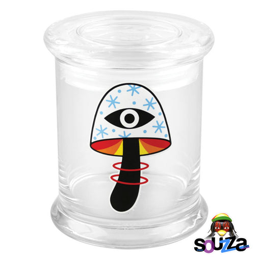 420 Science "Shroom Vision" design Glass Pop-Top Stash Jar Size Large