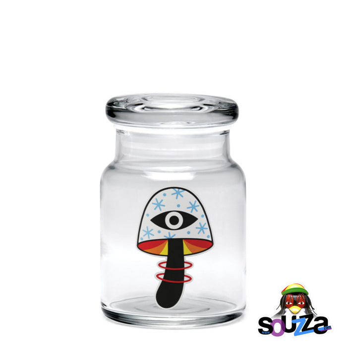 420 Science "Shroom Vision" design Glass Pop-Top Stash Jar Size Small