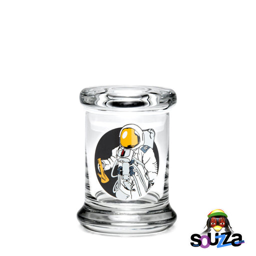 420 Science "Spaceman" design Glass Pop-Top Stash Jar Size Extra Small