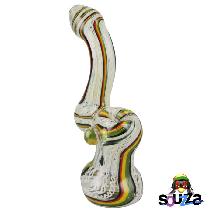 7" Rasta Bubbler Hand Pipe mixed with white and black