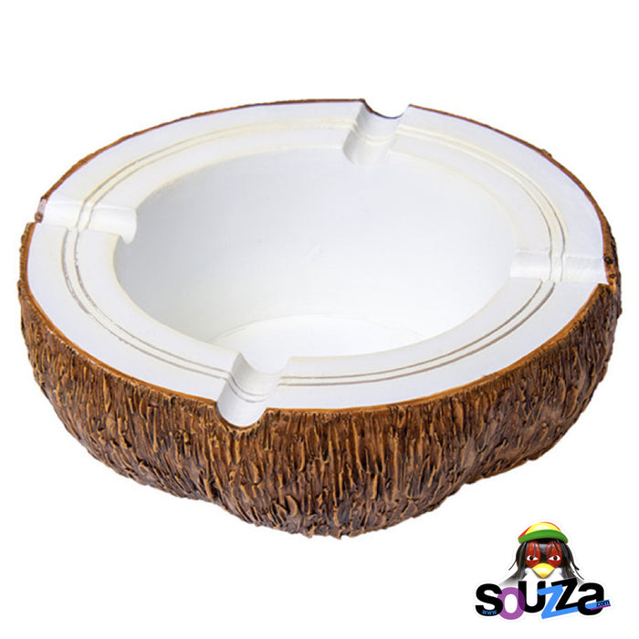 Half a Coconut Shaped Polyresin Ashtray | 6"