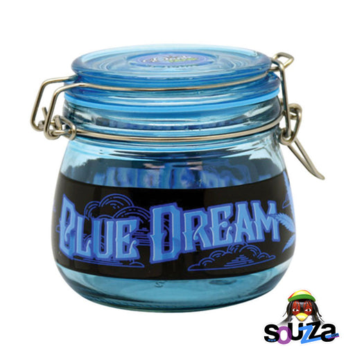 Dank Tank Small Herb Glass Storage Jar - Blue Dream Design with Blue jar and lid