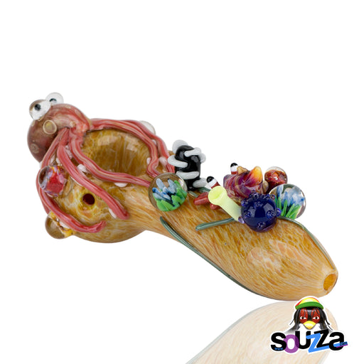 Empire Glassworks Small Kraken Hand Pipe made from borosilicate glass mouthpiece view