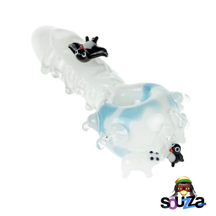 Empire Glassworks Icy Penguins Hand Pipe Front View