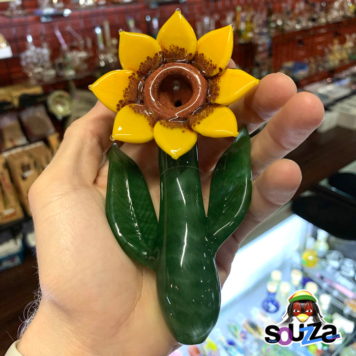 Empire Glassworks Sunflower Sherlock Hand Pipe at Souzza