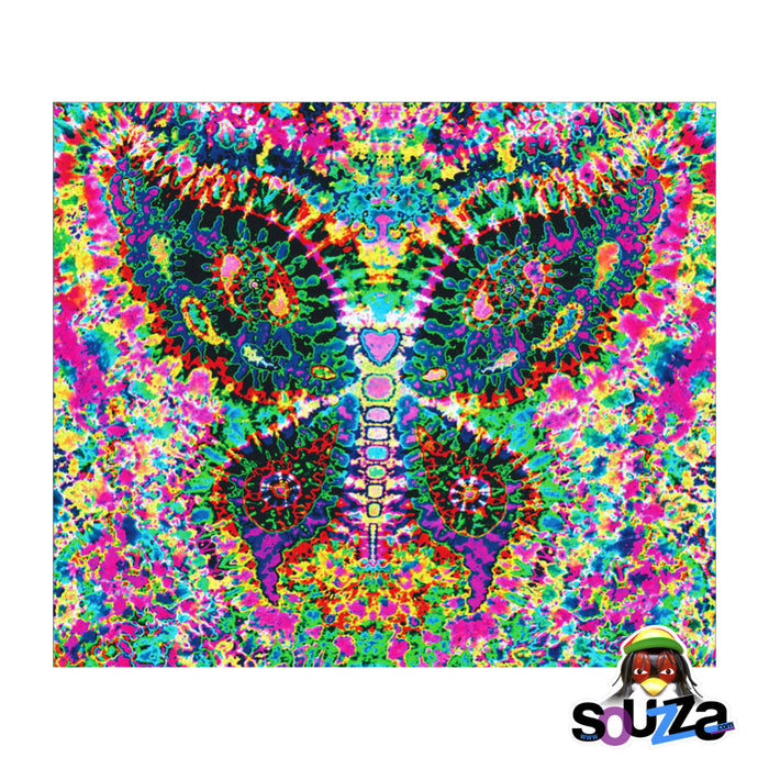 Feed A Hippie Tie-Dye Tapestry | Fractal Butterfly | 60"x72"