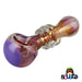 Gold Fumed Jetson Glass Spoon Pipe - 4.75" | Colors Vary bowl head view with purple accent
