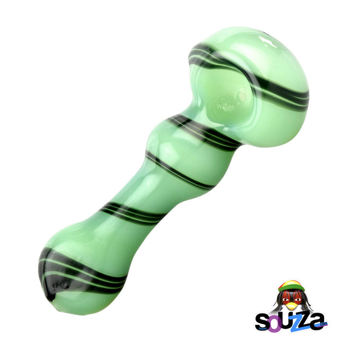 Jade Green with Black Swirl Spoon Pipe