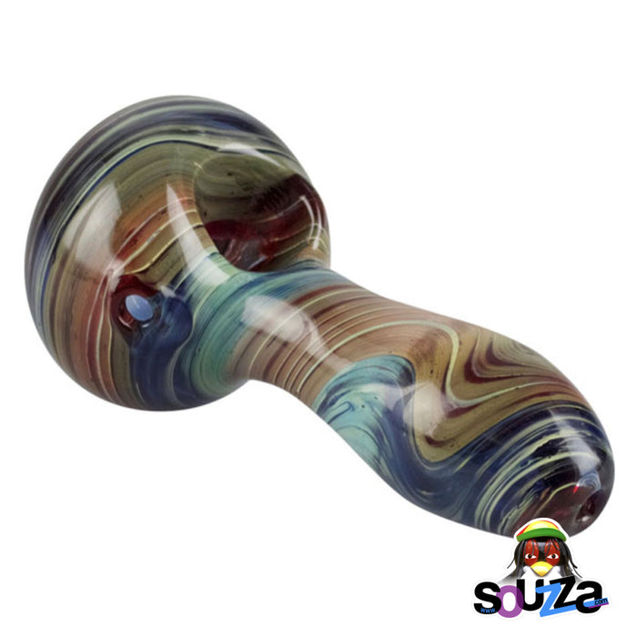 Marble Colored Glass Hand Pipe - 5" mouthpiece view