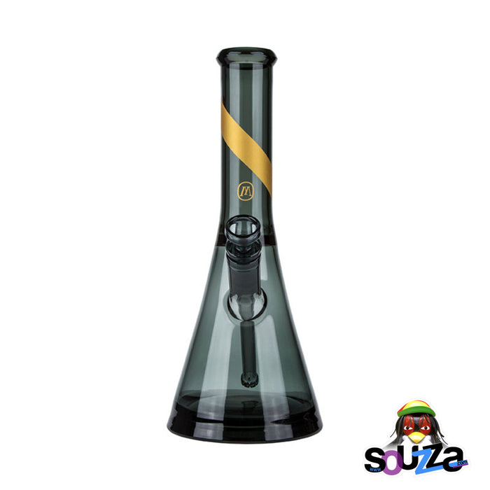 MARLEY NATURAL™  Smoked Glass Water Pipe Front View with golden accents
