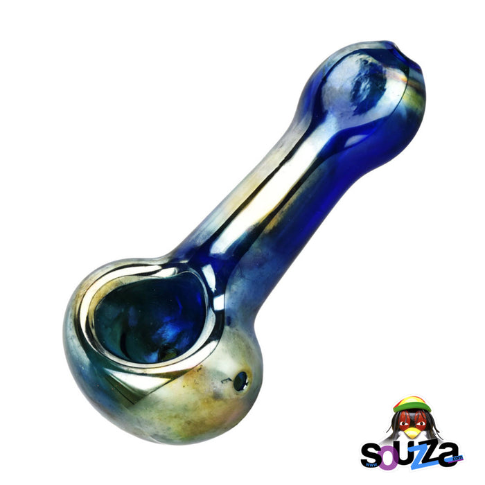 Oil Slick Lightweight Glass Spoon Pipe | 4" | Colors Vary