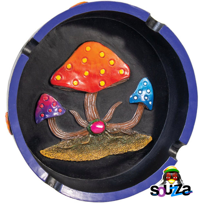 Polyresin Round Mushroom Ashtray - 5.75"