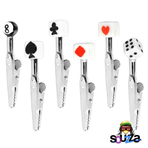 Poker N Dice Glass Memo Clips | 3" | Assorted Designs