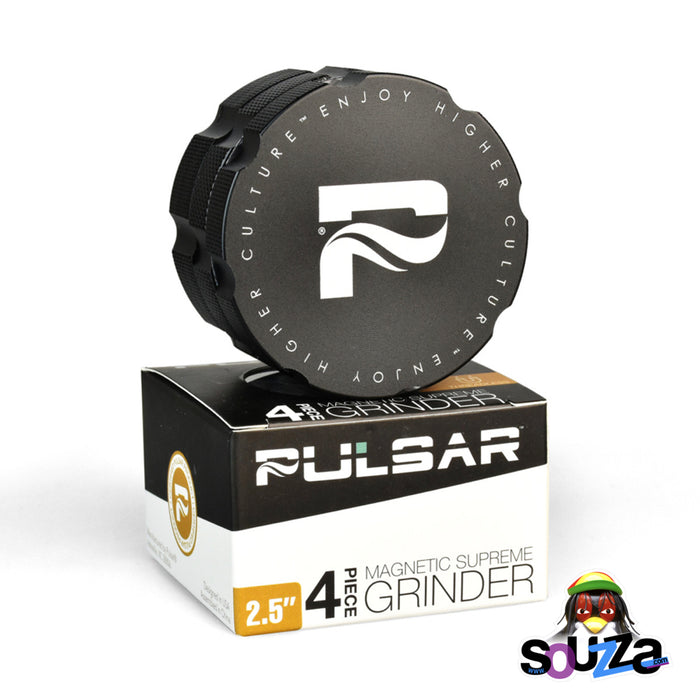 Pulsar Magnetic Supreme Grinder | 4pc | 2.5" With Box and Packaging Black Color