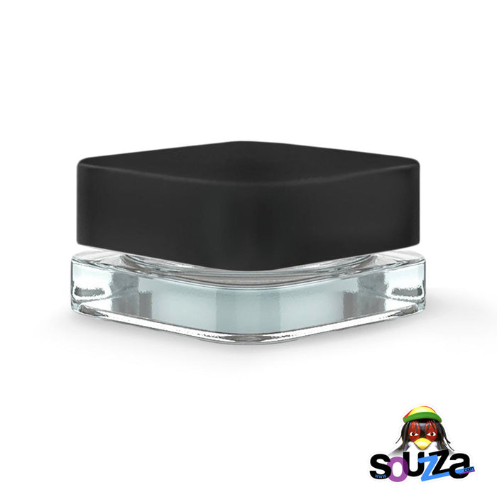 Qube Square Clear Glass Jar - 9ml - Black Cap