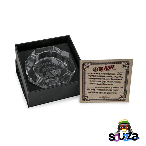 RAW Crystal Glass Ashtray in gift box with a note from RAW
