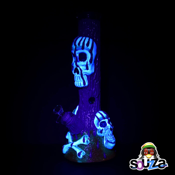 Skull and Bones Beaker Water Pipe Ultraviolet View