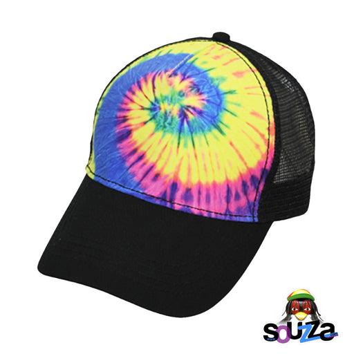 Neon Rainbow Tie-Dye Snapback Trucker Cap