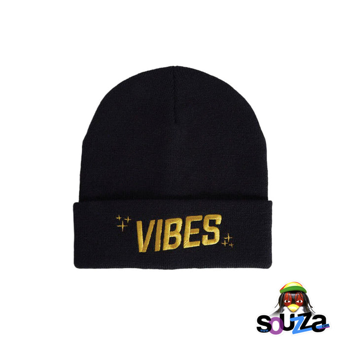 VIBES Logo Black and Gold Beanie Hat