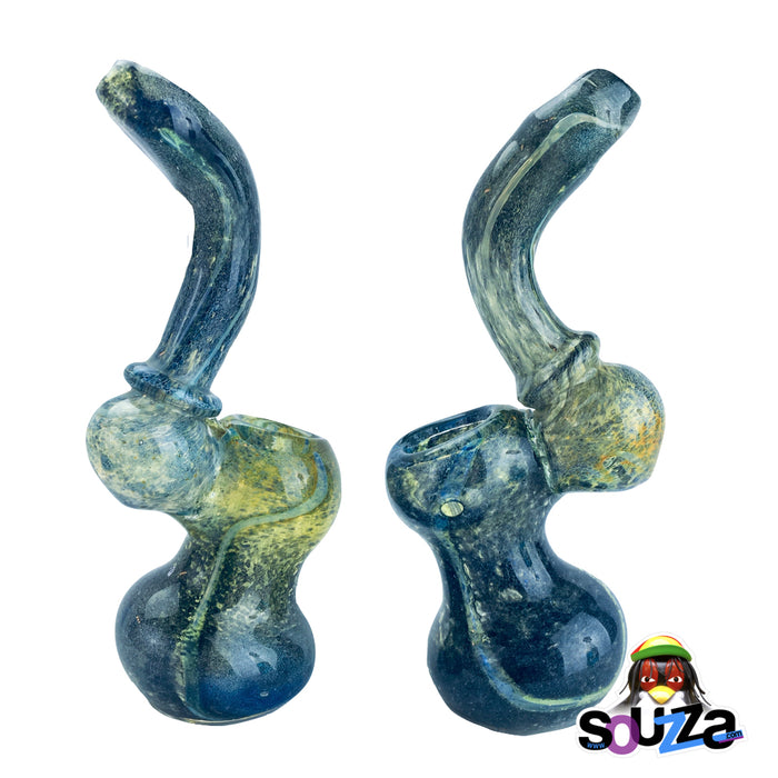 Worked Fritted Bubbler - 4" Side to side comparison in color, back view