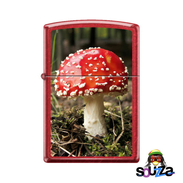 Zippo Lighter - Aminita Amanita Mushroom - Candy Apple Red