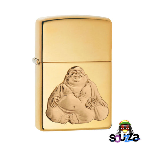 Zippo Lighter - Buddha Relief Emblem - Polished Brass