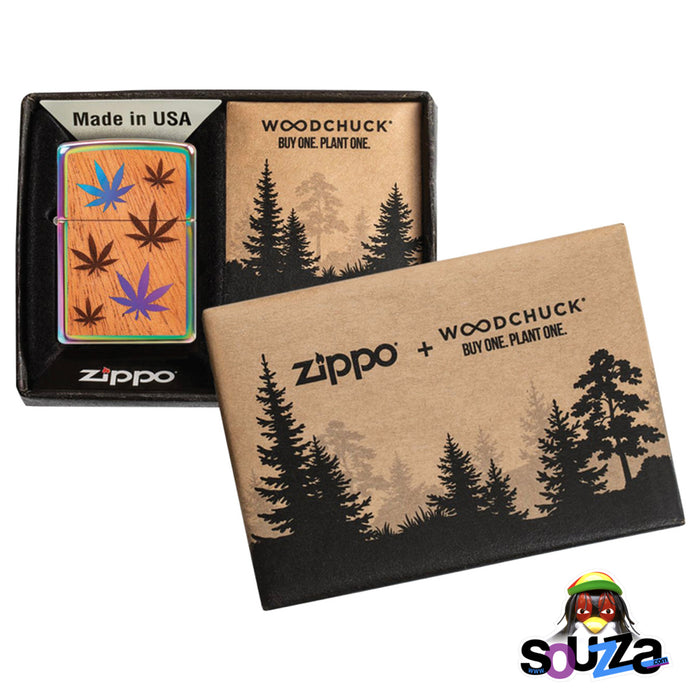 Zippo Lighter - Mahogany Hemp Leaf - Multi Color gift set box included